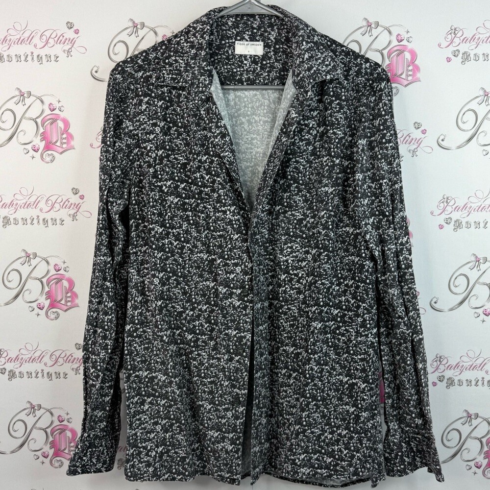 Tiger of Sweden long sleeve button up dotted Monochrome Patterned shirt top